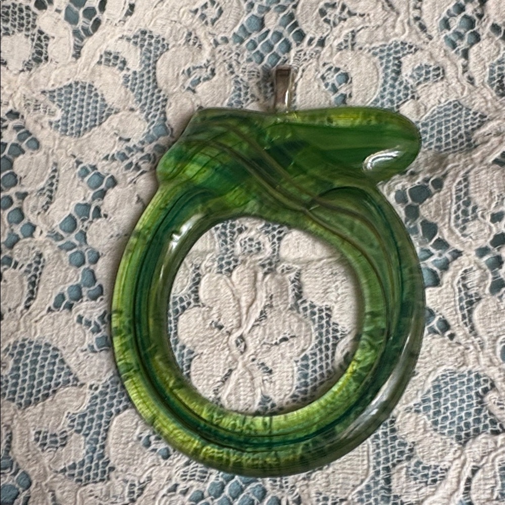 Green Circle  Handmade USA  Fused Glass Pendants